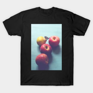 Apples and Pear on Blue Vintage Table T-Shirt